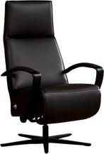 Donkerbruine leren industriële relaxfauteuil - staal zwart, Huis en Inrichting, Nieuw, Ophalen of Verzenden, 50 tot 75 cm, Leer