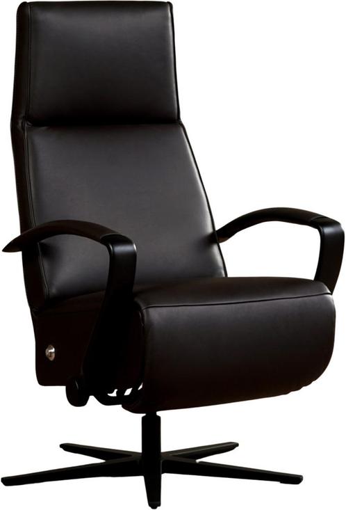 Donkerbruine leren industriële relaxfauteuil - staal zwart, Huis en Inrichting, Fauteuils, 75 tot 100 cm, Nieuw, 50 tot 75 cm