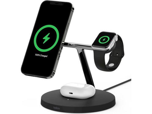 Belkin WIZ009vfBK - 3-in-1 Draadloze Oplader Qi2 - MagSafe, Huis en Inrichting, Woonaccessoires | Overige, Zo goed als nieuw, Verzenden