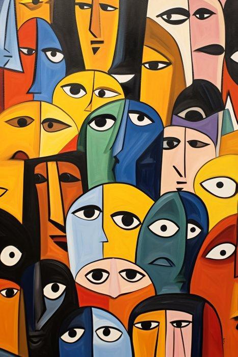 Felix van Horst (1988) - Faceless Faces (XXL), Antiek en Kunst, Kunst | Schilderijen | Modern