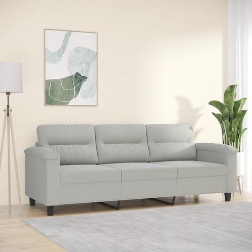 vidaXL Driezitsbank 180 cm microvezelstof lichtgrijs, Huis en Inrichting, Zetels | Zetels, Nieuw, Verzenden