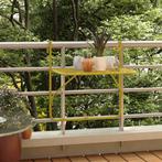 vidaXL Balkontafel 60x40 cm staal goudkleurig, Tuin en Terras, Tuintafels, Verzenden, Nieuw