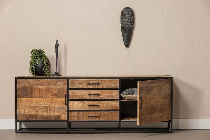 Dressoir Mangohout Lowen 210 cm, Huis en Inrichting, Kasten | Dressoirs, Nieuw, Verzenden