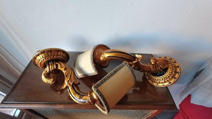 Artigianale - Wandkandelaar (4) - hout met bladgoud -, Antiek en Kunst, Curiosa en Brocante