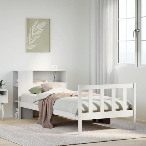 vidaXL Bed met boekenkast zonder matras grenenhout wit, Huis en Inrichting, Slaapkamer | Bedden, Nieuw, Verzenden