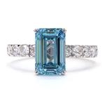 Bague - 18 carats Or blanc - 4.03ct. tw. Bleu Diamant