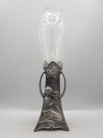 WMF - Vaas - Met vrouwelijke figuursculptuur - Tin,, Antiek en Kunst