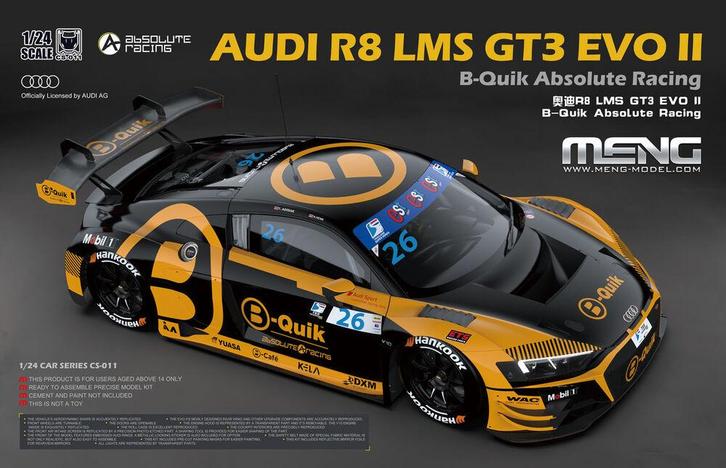 MENG-Model CS-011 AUDI R8 LMS GT3 EVO II B-Quik Absolute, Hobby en Vrije tijd, Modelbouw | Auto's en Voertuigen, Overige typen
