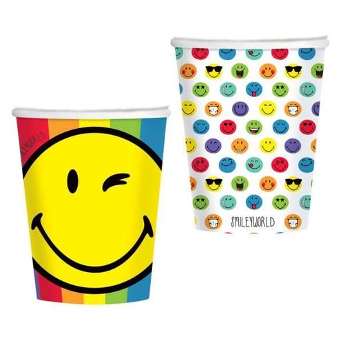 Bekers Smiley 250ml 8st, Hobby en Vrije tijd, Feestartikelen, Nieuw, Verzenden