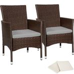 tectake 2 Wicker tuinstoelen met 4 kussenhoezen - bruin / be, Tuin en Terras, Verzenden, Nieuw