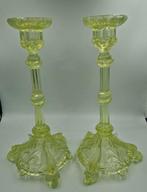 Vallerysthal Portieux - Kaarsenhouder (2) - Uraniumglas - 2, Antiek en Kunst, Antiek | Glaswerk en Kristal