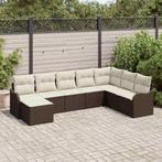 vidaXL Tuinbank Set met kussen 8 pcs Bruin en wit Poly, Verzenden, Nieuw
