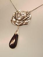 Halsketting Zilver - 5.00ct. tw. Barnsteen - Art Nouveau, Handtassen en Accessoires, Kettingen, Nieuw