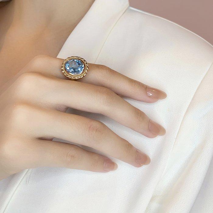 Ring - 18 karaat Geel goud - 10.20ct. tw. Topaas, Handtassen en Accessoires, Ringen