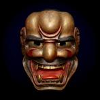 Japan Wooden Noh Mask of Golden Shishiguchi   -
