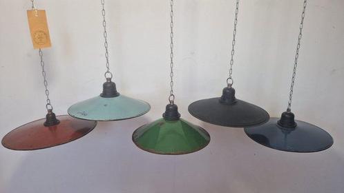 Plafondlamp - Emaille, Staal - Vijfsetje geëmailleerde, Antiek en Kunst, Antiek | Wandborden en Tegels