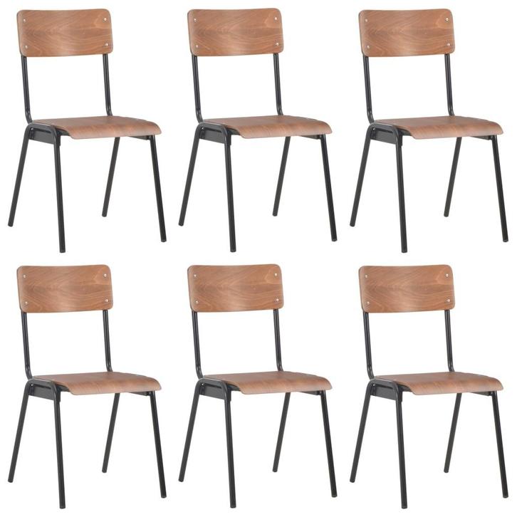 vidaXL Eetkamerstoelen 6 st multiplex bruin, Huis en Inrichting, Stoelen, Nieuw, Verzenden