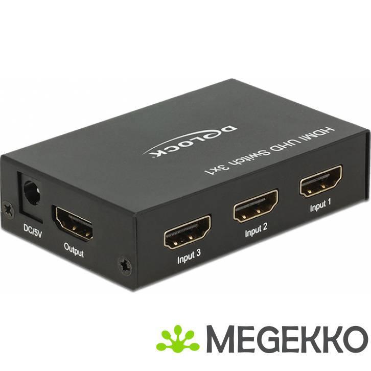 Delock 18683 HDMI UHD-schakelaar 3 x HDMI in > 1 x HDMI uit, Computers en Software, Netwerk switches, Nieuw, Verzenden