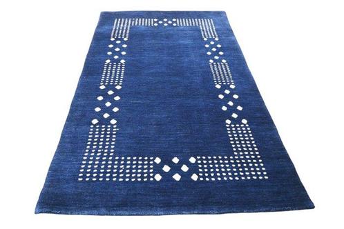 Moderne blauwe Gabbeh - Vloerkleed - 147 cm - 90 cm -, Huis en Inrichting, Stoffering | Tapijten en Vloerkleden