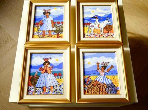 Wanddecoratie (4) - Dominica - Kleurenafdruk op linnen, Antiek en Kunst, Curiosa en Brocante