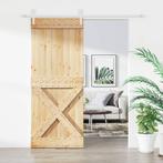 vidaXL Schuifdeur met beslag 85x210 cm massief grenenhout, Doe-het-zelf en Bouw, Verzenden, Nieuw