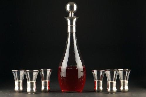 Karaf - Glas, Verzilverd, Antiek en Kunst, Antiek | Meubels | Tafels