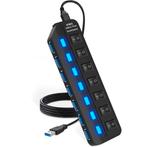 Strex USB 3.0 Hub - USB Splitter - 7 Poorten - 5Gbps - LED, Computers en Software, Verzenden, Nieuw
