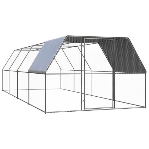 vidaXL Kippenhok 3x8x2 m gegalvaniseerd staal, Dieren en Toebehoren, Knaagdieren en Konijnen | Hokken en Kooien, Nieuw, Verzenden