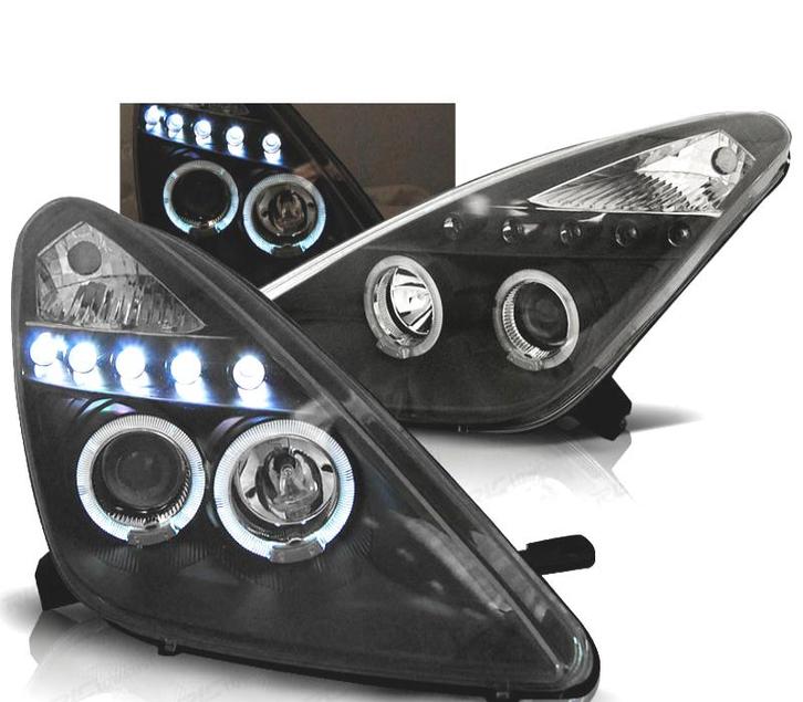 PHARES POUR TOYOTA CELICA T23 99-05 LED ANGEL EYES NOIR, Auto-onderdelen, Verlichting, Verzenden