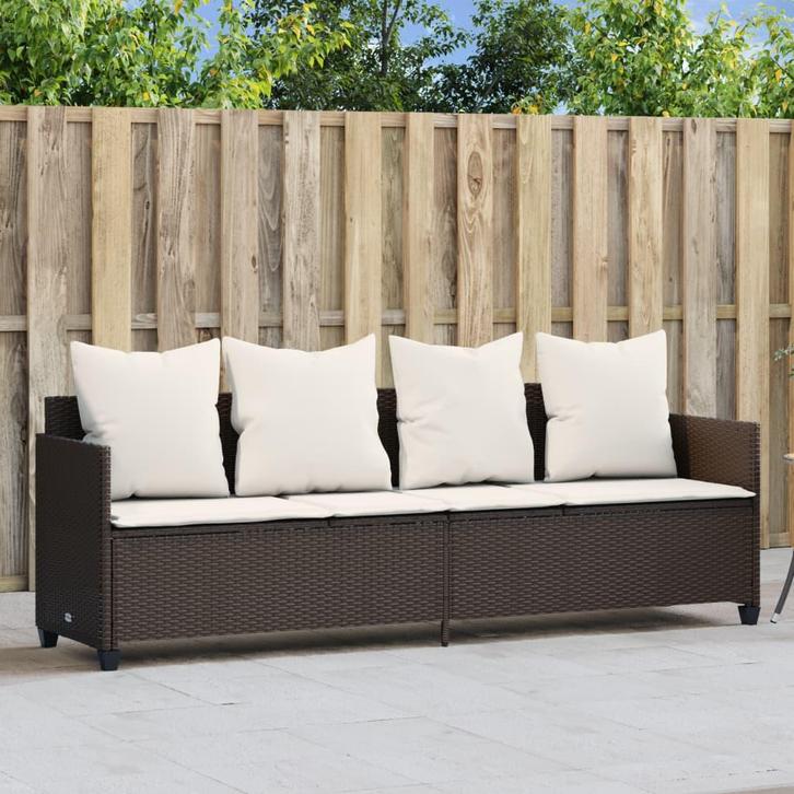 vidaXL Ligbed met kussens poly rattan bruin, Jardin & Terrasse, Chaises longues, Envoi