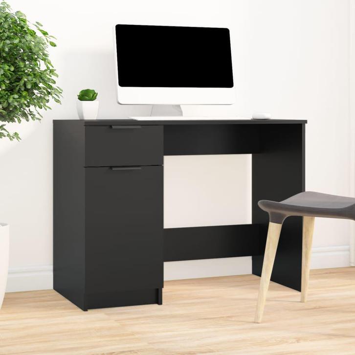 vidaXL Bureau 100x50x75 cm bewerkt hout zwart, Huis en Inrichting, Bureaus, Nieuw, Verzenden