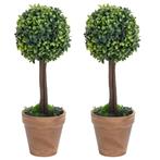 vidaXL Kunstplanten met pot 2 st buxus bolvorming 56 cm, Verzenden