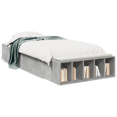 vidaXL Cadre de lit gris béton 90x190 cm bois, Maison & Meubles, Chambre à coucher | Lits, Neuf, Envoi