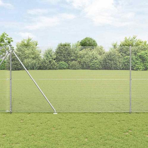vidaXL Hek met Palen Zilver 1.6 x 50 m Staal, Tuin en Terras, Tuinhekken en Hekwerk, Nieuw, Verzenden