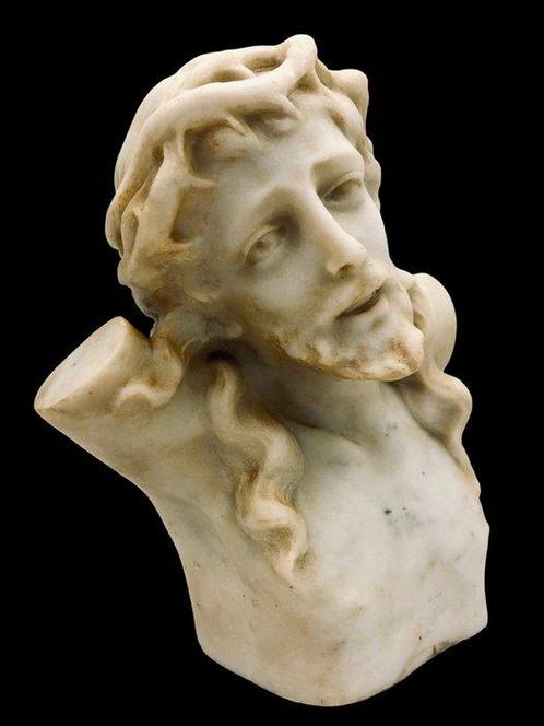 Buste, Buste du Christ - 22 cm - Marmer - 1900, Antiquités & Art, Art | Art non-occidental