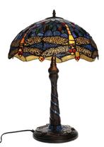 Lamp - Tiffany style - dragonfly - Messing, Glas, Antiek en Kunst