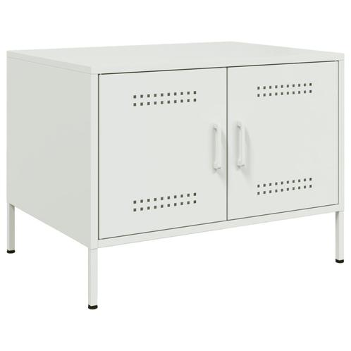 vidaXL Salontafel 68x50x50,5 cm staal wit, Huis en Inrichting, Tafels | Salontafels, Nieuw, Verzenden