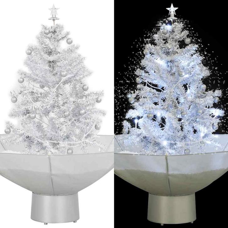 vidaXL Kerstboom sneeuwend met paraplubasis 75 cm wit, Diversen, Kerst, Nieuw, Verzenden