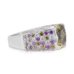 Ring - 18 karaat Witgoud - 6.60ct. tw. Citrien - Saffier, Nieuw