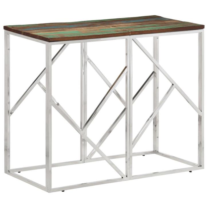 vidaXL Wandtafel roestvrij staal en massief gerecycled hout, Huis en Inrichting, Tafels | Bijzettafels, Nieuw, Verzenden