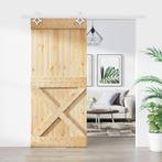 vidaXL Schuifdeur met beslag 90x210 cm massief grenenhout, Verzenden, Nieuw