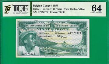 Congo belge. - 20 Francs 1959 - Pick 31 - FREE shipping beschikbaar voor biedingen