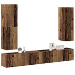 vidaXL 4-delig Tv-meubelset wandmontage bewerkt hout oud, Verzenden, Nieuw