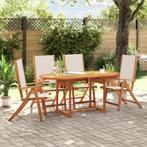 vidaXL 5-delige Tuinset massief acaciahout en textileen, Tuin en Terras, Verzenden, Nieuw, Tuinset