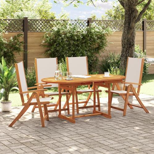 vidaXL 5-delige Tuinset massief acaciahout en textileen, Tuin en Terras, Tuinsets en Loungesets, Tuinset, Nieuw, Verzenden