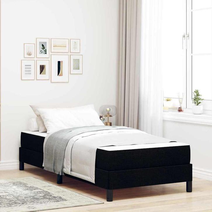 vidaXL Boxspring bed met matras Zwart 80 x 200 cm Stof, Huis en Inrichting, Slaapkamer | Bedden, Nieuw, Verzenden