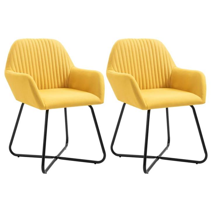vidaXL Eetkamerstoelen 2 st stof geel, Huis en Inrichting, Stoelen, Nieuw, Verzenden