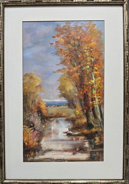 École Catalane (XX) - Reflets de lautomne, Antiquités & Art, Art | Peinture | Classique