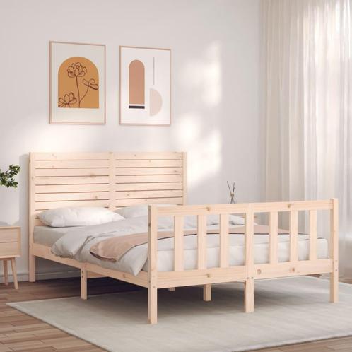 vidaXL Cadre de lit avec tête de lit double bois massif, Huis en Inrichting, Slaapkamer | Bedden, Verzenden