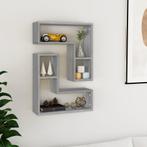 vidaXL Wandschappen 2 st 50x15x50 cm bewerkt hout grijs, Verzenden, Nieuw